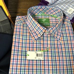 Forsyth plaid sport shirt hidden button down .